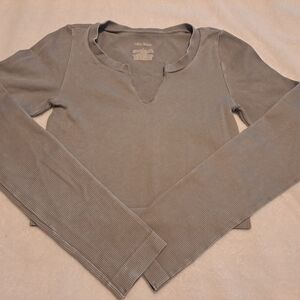 Wild Fable Ribbed Gray Long Sleeve Top